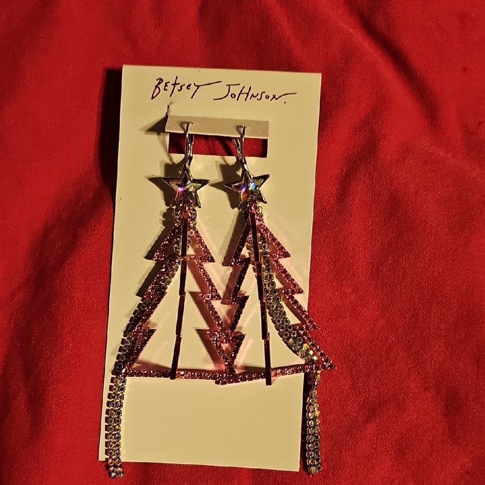 Betsey Johnson Christmas Tree Earrings BNWT
